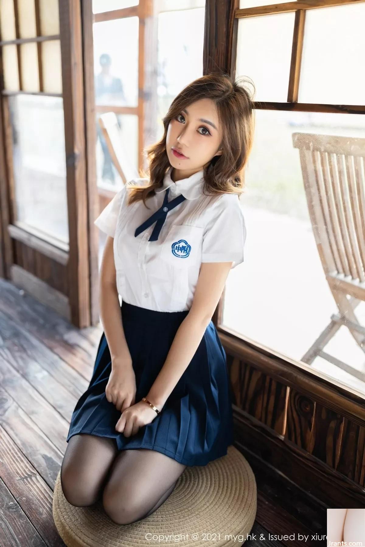 (MyGirl Beauty Hall) Vol.618 Nữ thần Carina cởi đồng phục học sinh trong phòng riêng để lộ nội y màu hồng gợi cảm, bộ ảnh duyên dáng và quyến rũ (88P) - Ảnh 2