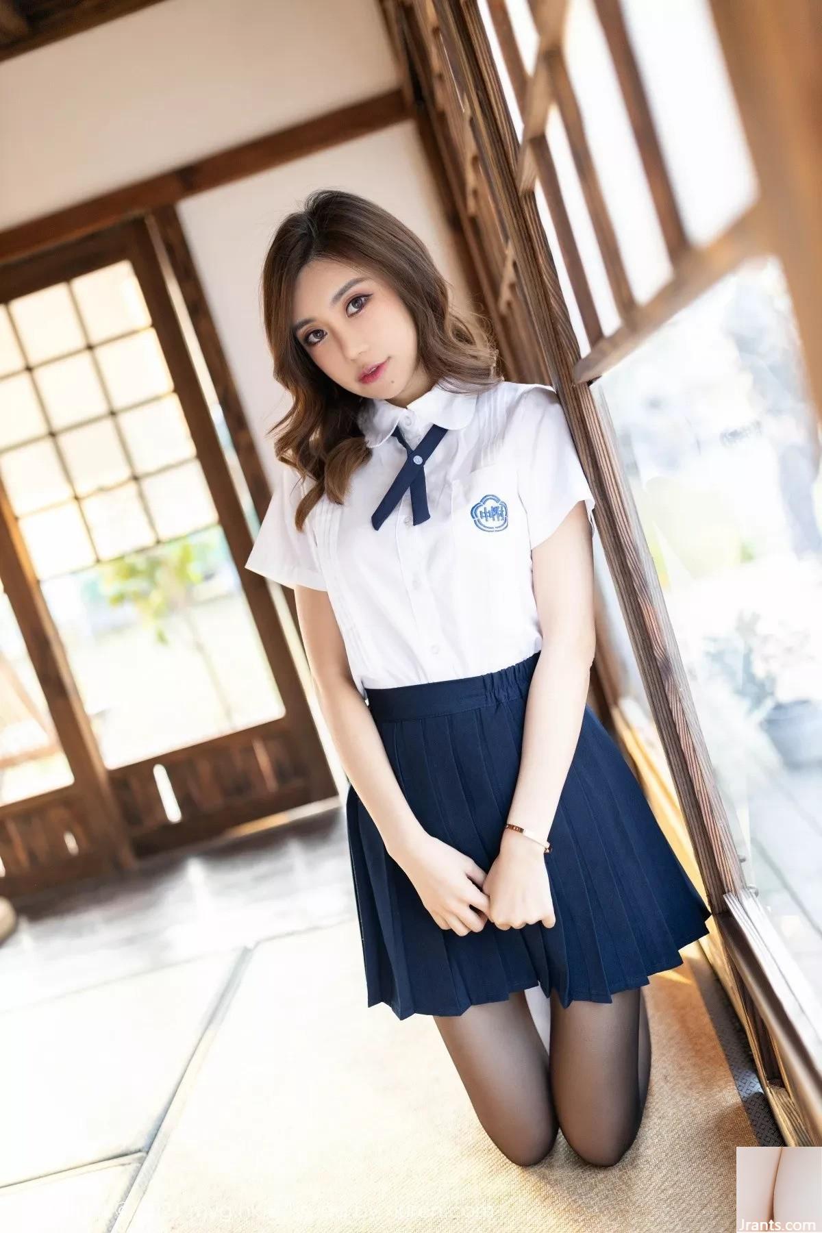 (MyGirl Beauty Hall) Vol.618 Nữ thần Carina cởi đồng phục học sinh trong phòng riêng để lộ nội y màu hồng gợi cảm, bộ ảnh duyên dáng và quyến rũ (88P) - Ảnh 3