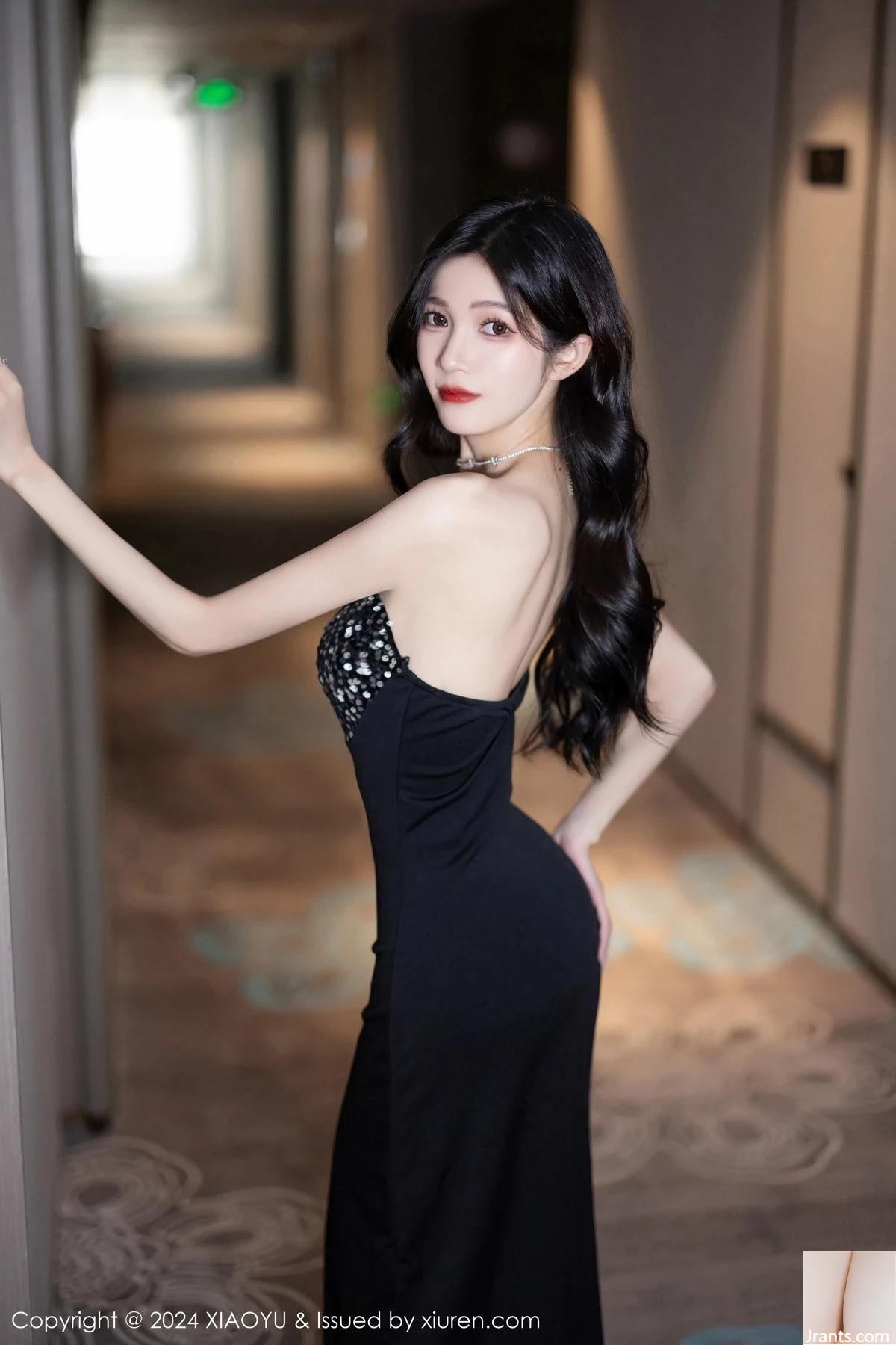 (XiaoYu) Vol.1212 Người mẫu Cheng Cheng Cheng váy lệch vai màu đen gợi cảm với đôi tất đen siêu mỏng khoe vóc dáng thon thả trong bộ ảnh quyến rũ (79P) - Ảnh 6