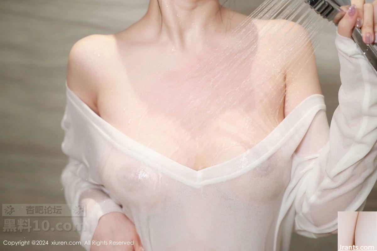 Người mẫu Tang Pianpian khoe vóc dáng hoàn hảo trong chiếc áo trắng trong mờ gợi cảm với đôi tất đen hở hang trong phòng riêng (24P) - Ảnh 7