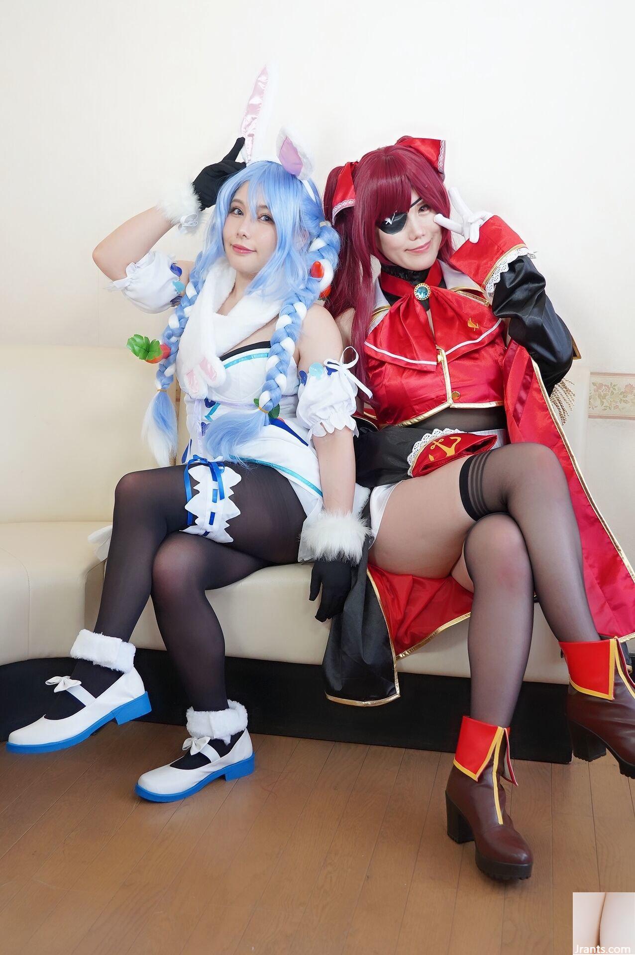 Double Big Breasts Nuruteka Oil Covered Harem 3P Sex (Ho〇 Live Hojo Marin & Usada Pekora) - Ảnh 12