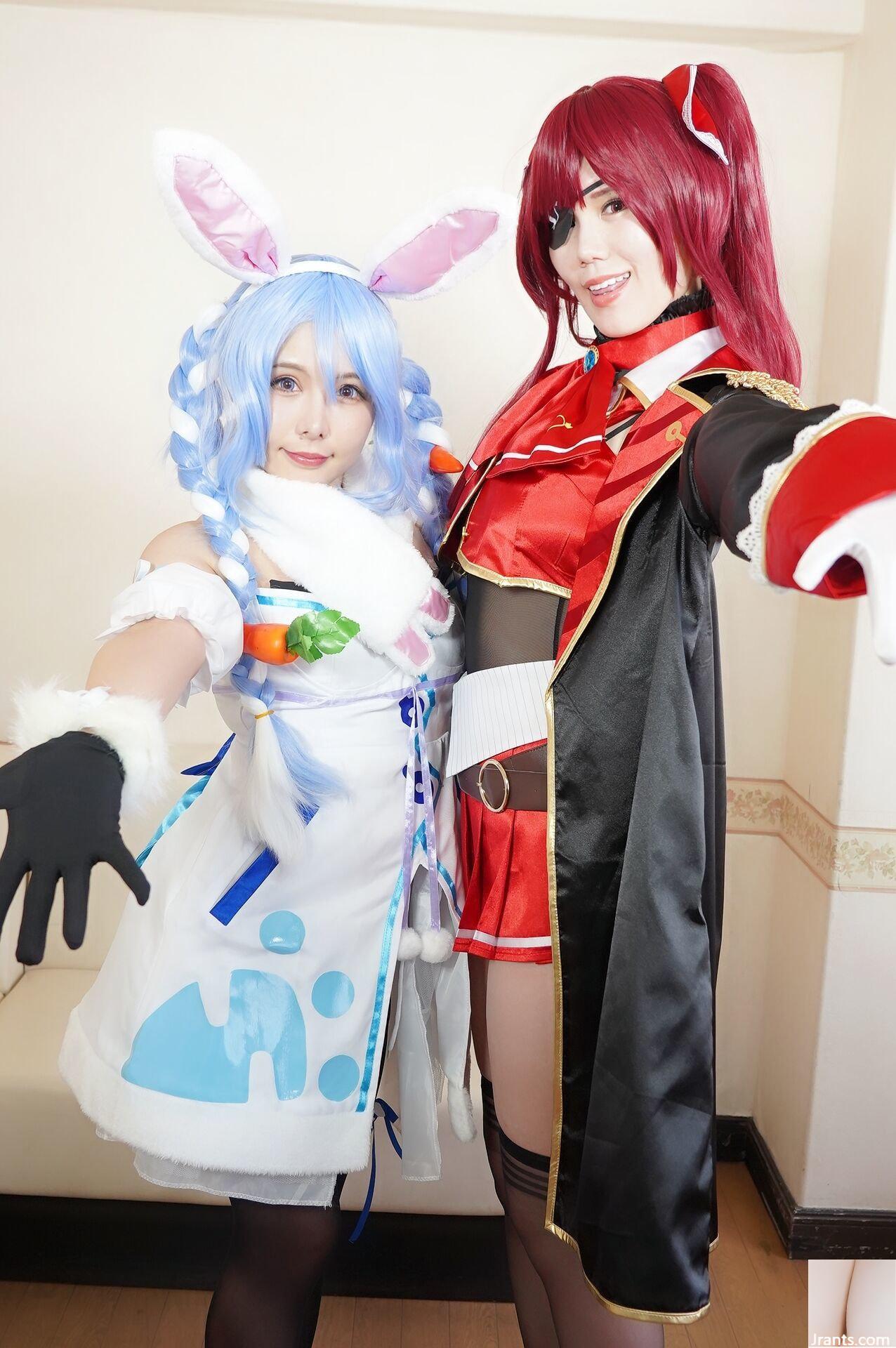 Double Big Breasts Nuruteka Oil Covered Harem 3P Sex (Ho〇 Live Hojo Marin & Usada Pekora) - Ảnh 5