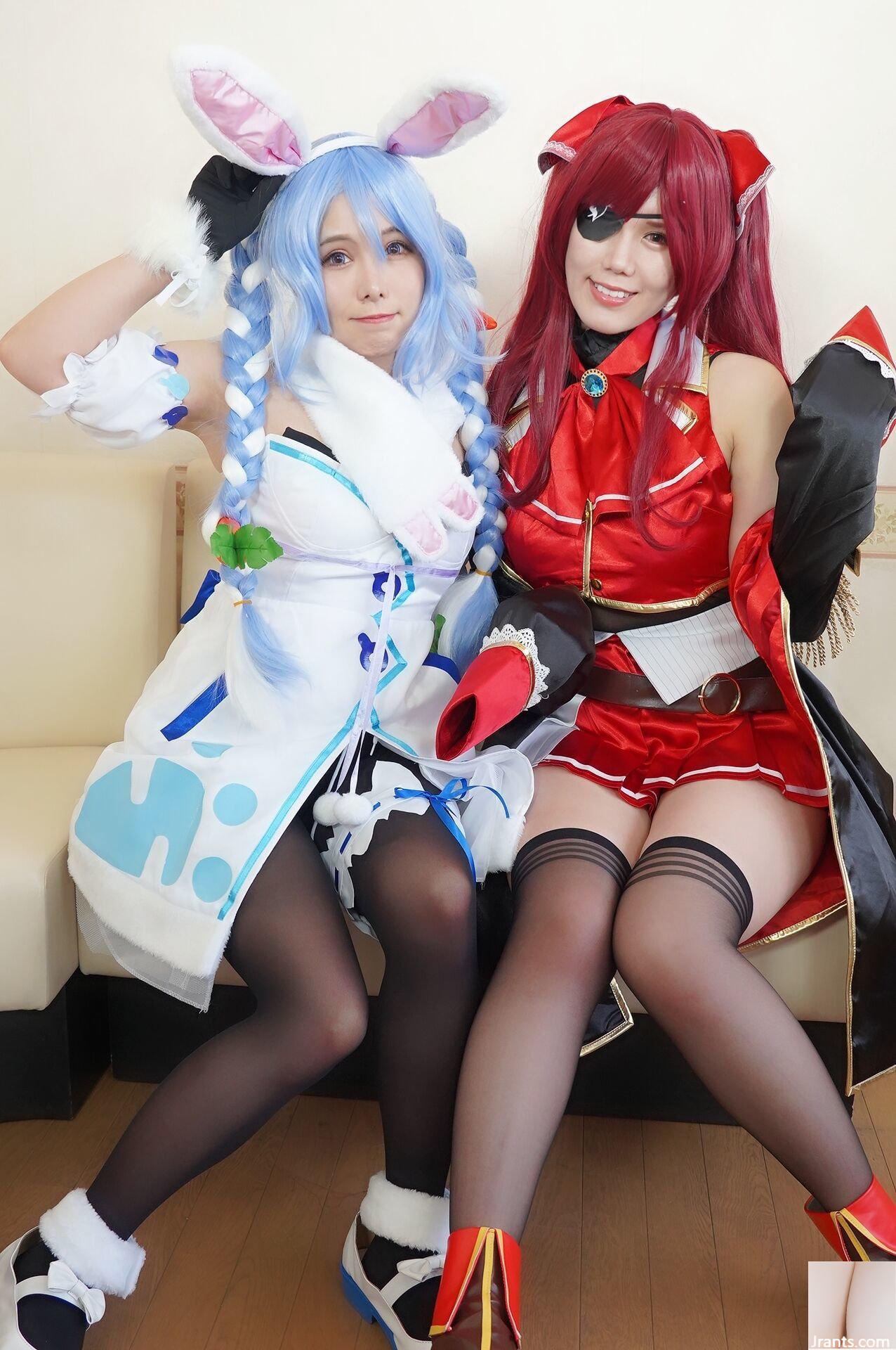 Double Big Breasts Nuruteka Oil Covered Harem 3P Sex (Ho〇 Live Hojo Marin & Usada Pekora) - Ảnh 9