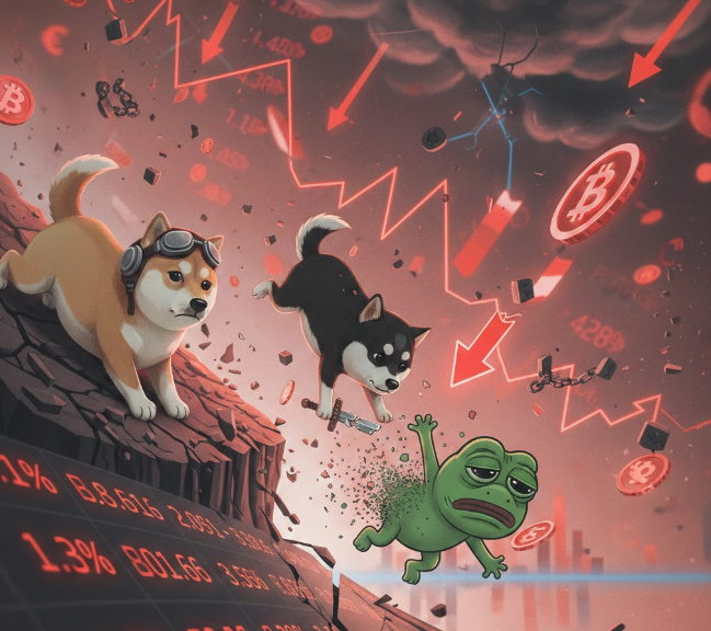 DOGE, SHIB và PEPE đối mặt áp lực bán mạnh, giá tiếp tục lao dốc