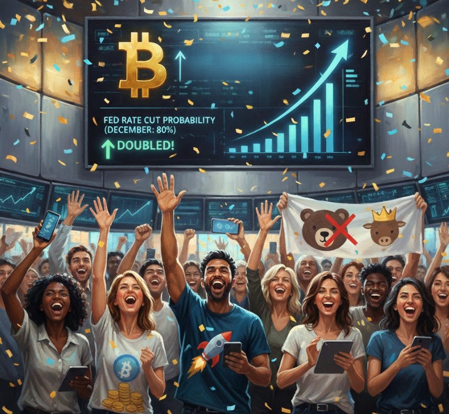 Bitcoiners phấn khởi khi 69,40% khả năng Fed cắt giảm lãi suất vào tháng 12
