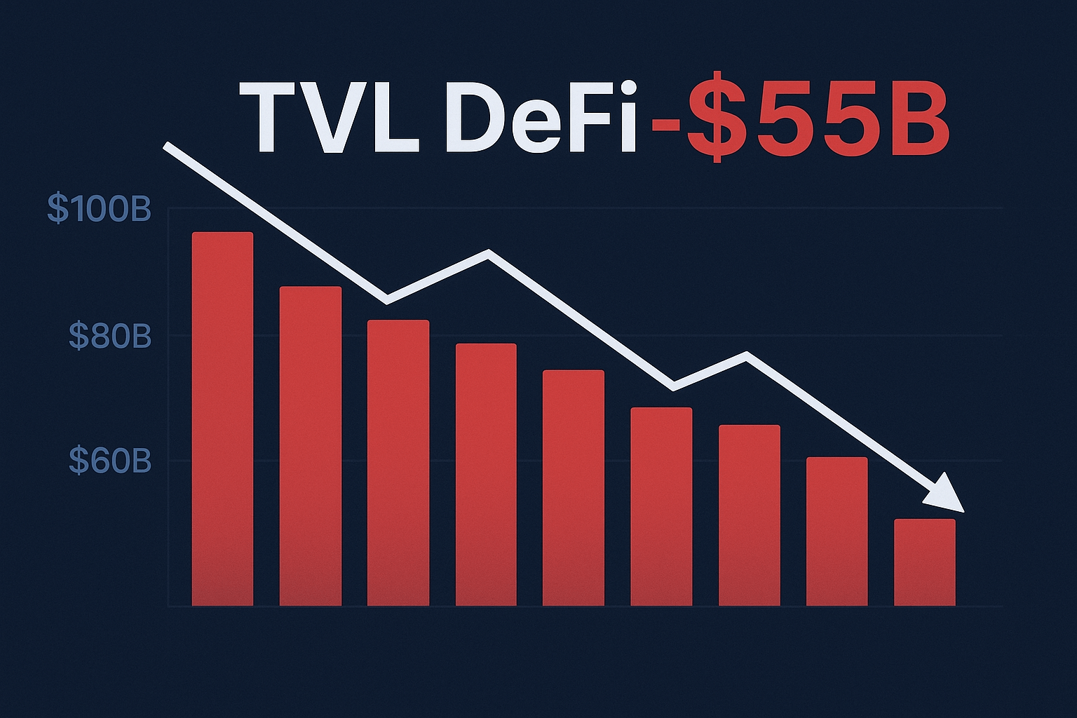 TVL DeFi đã giảm 55 tỷ USD trong 2 tháng qua