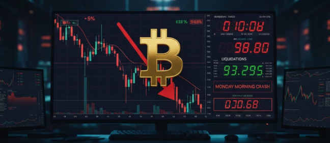 Bitcoin lao dốc 5% trong “sáng Thứ Hai đen tối”, thanh lý tăng vọt
