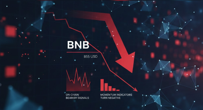 BNB suy yếu quanh 855 USD khi dữ liệu on-chain và chỉ báo động lượng ủng hộ phe gấu