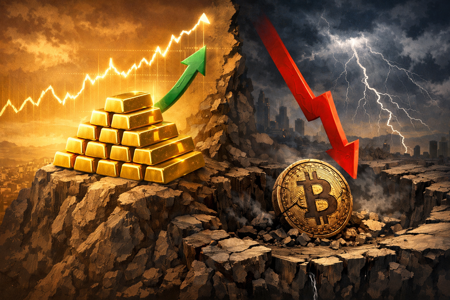 Giá vàng tiền gần ATH trong khi Bitcoin chạm đáy lịch sử – Liệu sẽ có sự chuyển dịch giá?