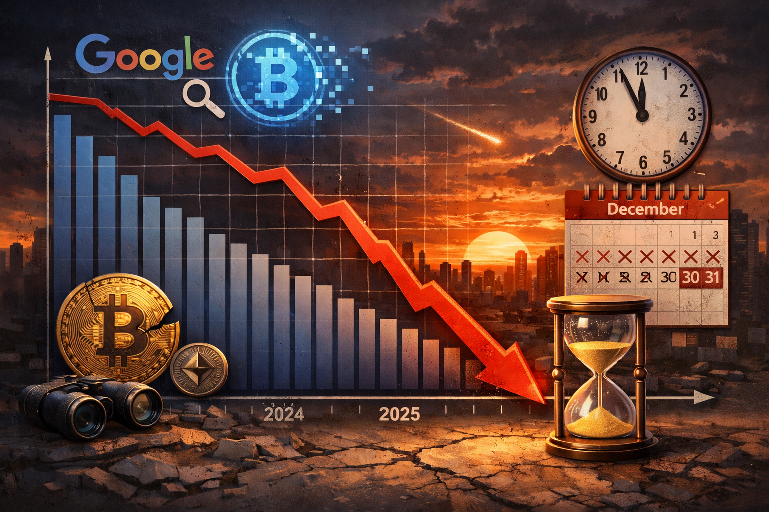 Lượng tìm kiếm cho từ khóa ‘crypto’ trên Google giảm mạnh khi năm 2025 sắp kết thúc