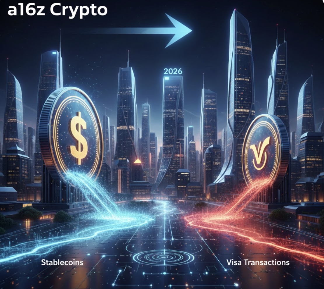 a16z dự báo năm 2026: Stablecoin sẽ vượt qua Visa