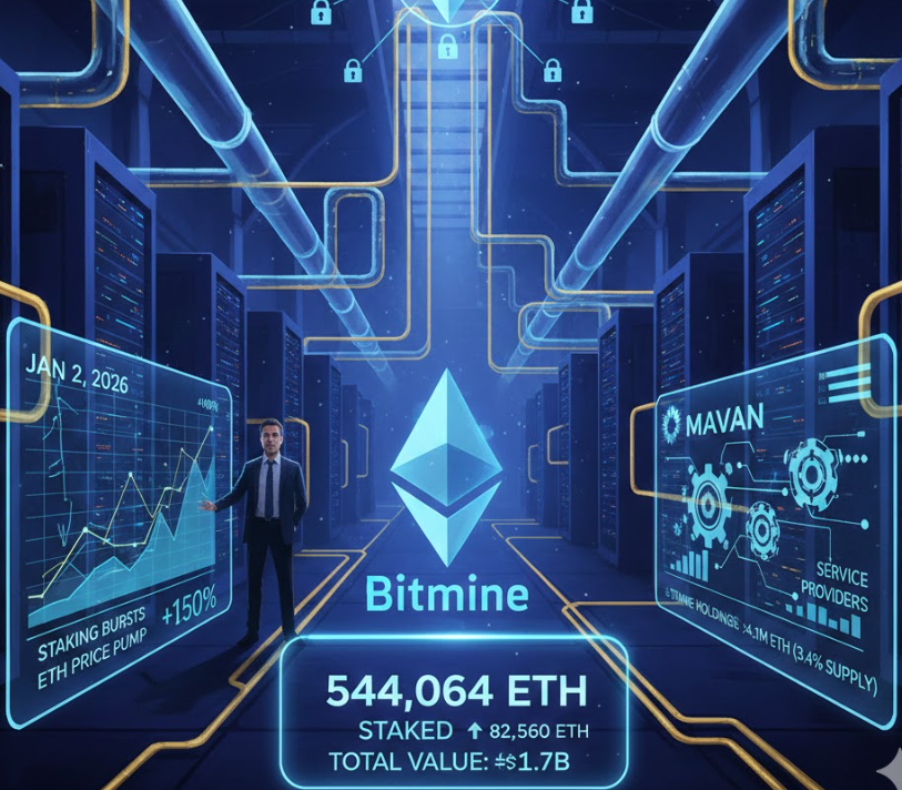 Bitmine tăng tốc staking ETH: Khóa hơn 544.000 ETH, nắm giữ 3,4% nguồn cung