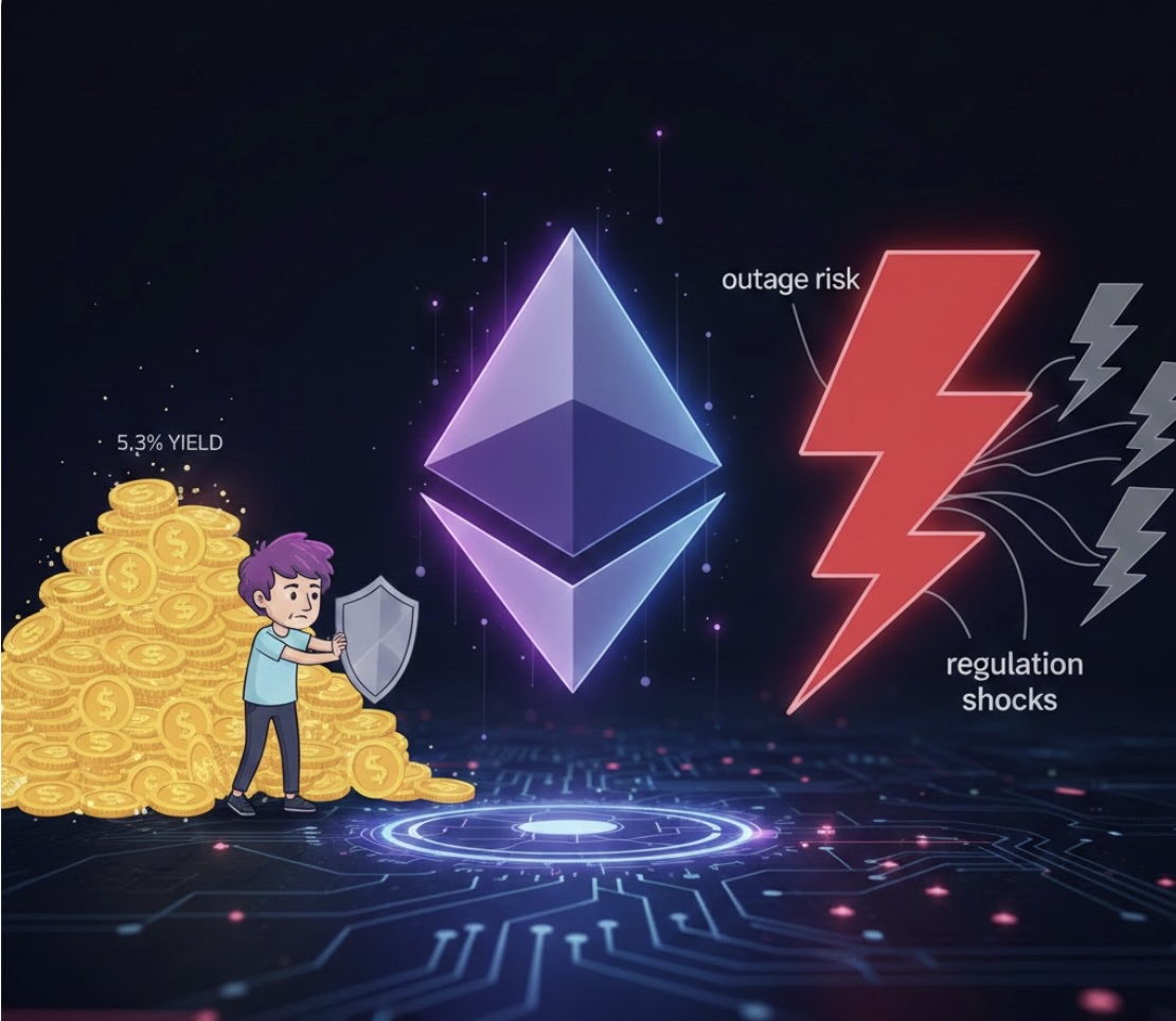 Ethereum không chạy theo lợi suất 5,3%, , Vitalik cảnh báo rủi ro sự cố hạ tầng gấp 5 lần pháp lý