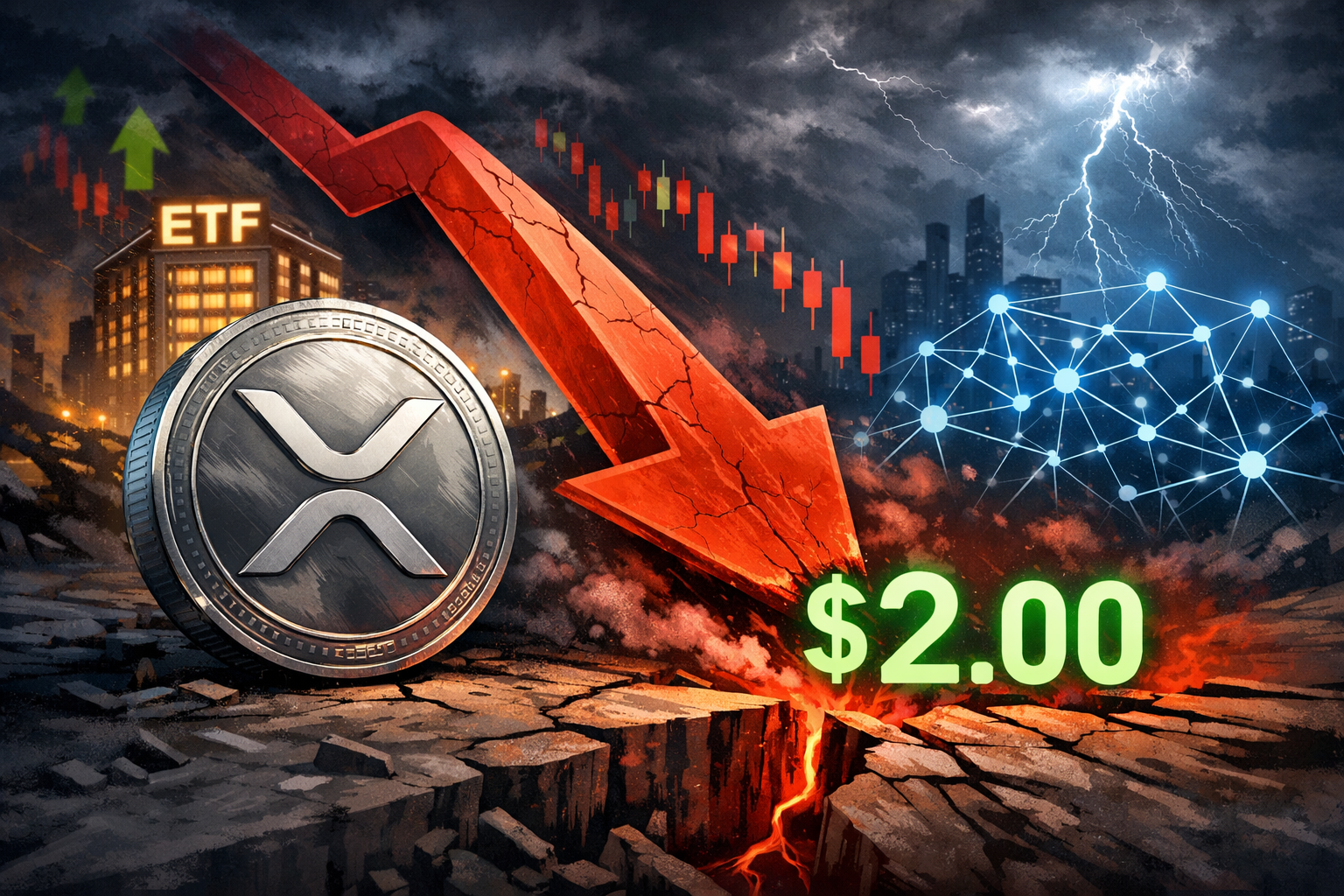 Giá XRP giảm xuống 2 đô la bất chấp nhu cầu ETF và mạng lưới mạnh mẽ