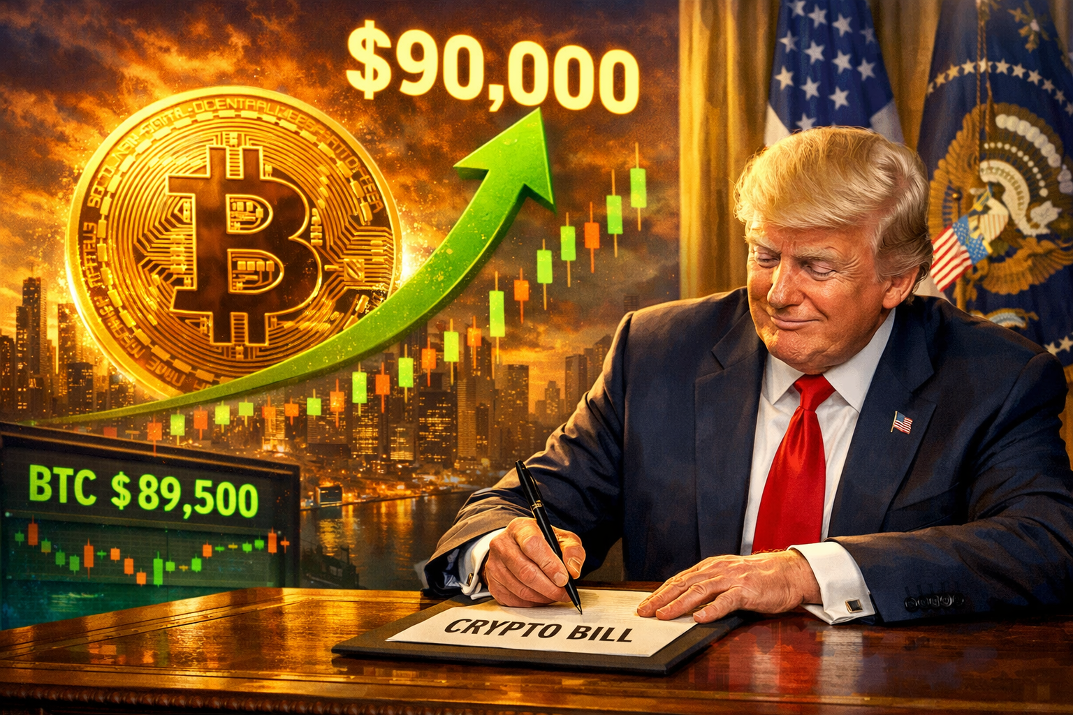 Bitcoin hướng tới 90.000 đô la khi ông Trump dự kiến ​​sẽ sớm ký dự luật về tiền điện tử