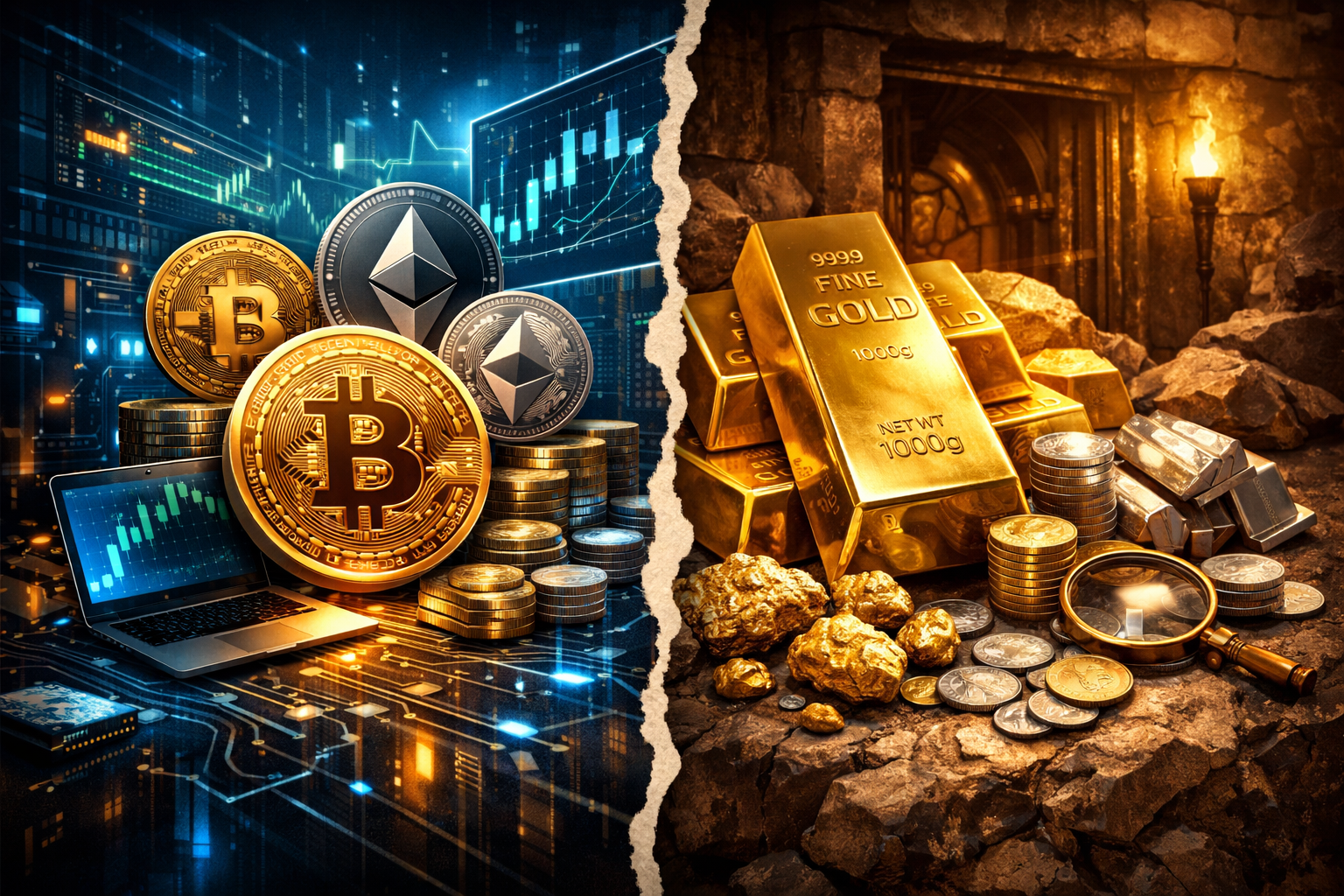 Tiền điện tử so với kim loại quý: Sự khác biệt do AI tạo ra mà các nhà đầu tư không thể bỏ qua